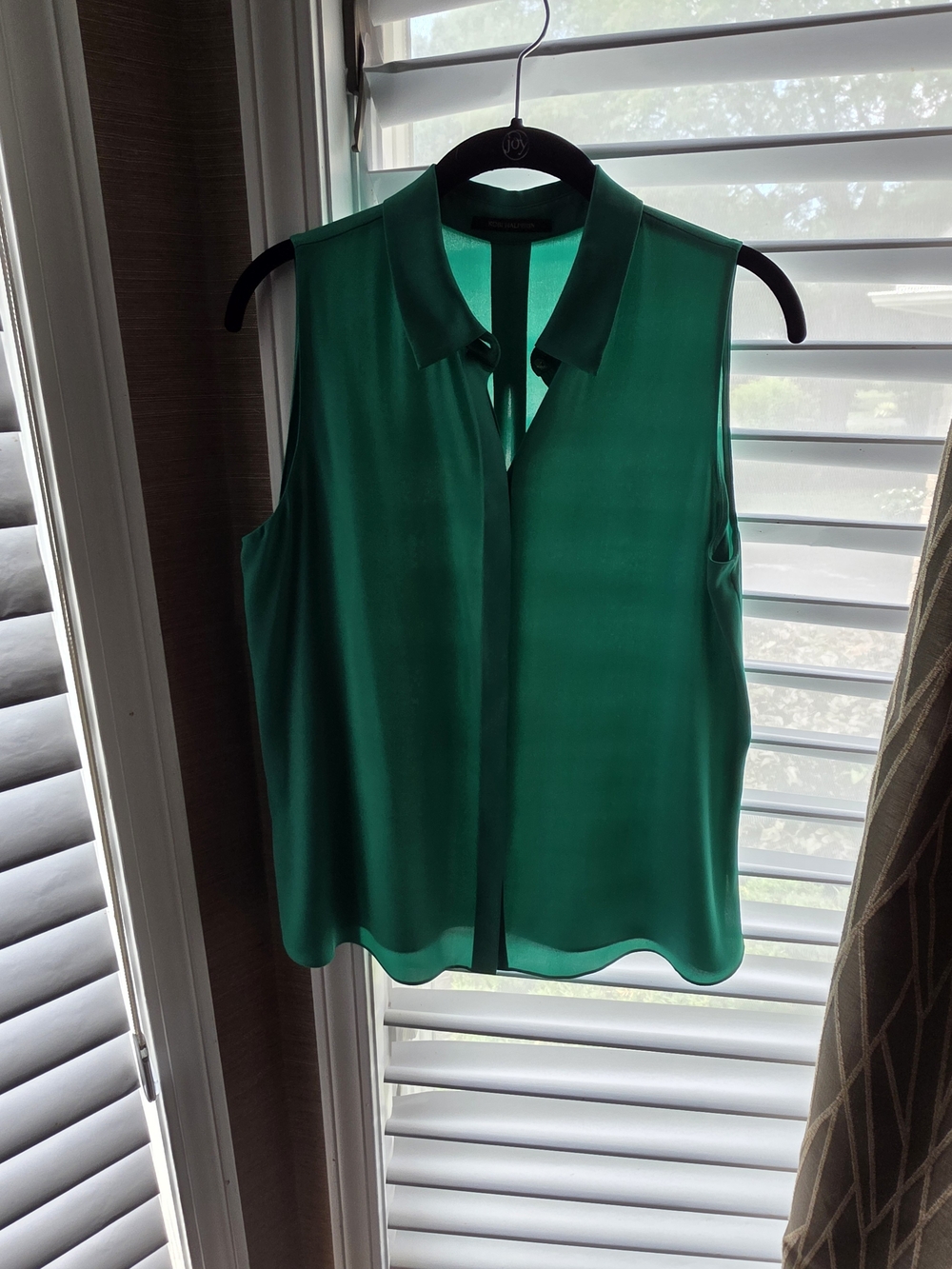 Kobi Halperin Emerald Green Sleeveless Collared Shirt